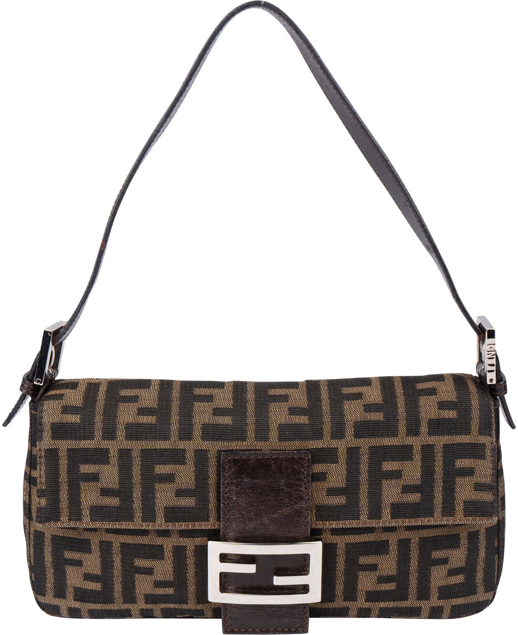 Fendi Fendi FF Monogram Baguette Handbag Bruin