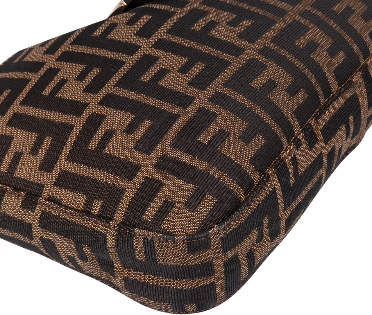 Fendi Fendi FF Monogram Baguette Buckle Shoulder Bag Bruin