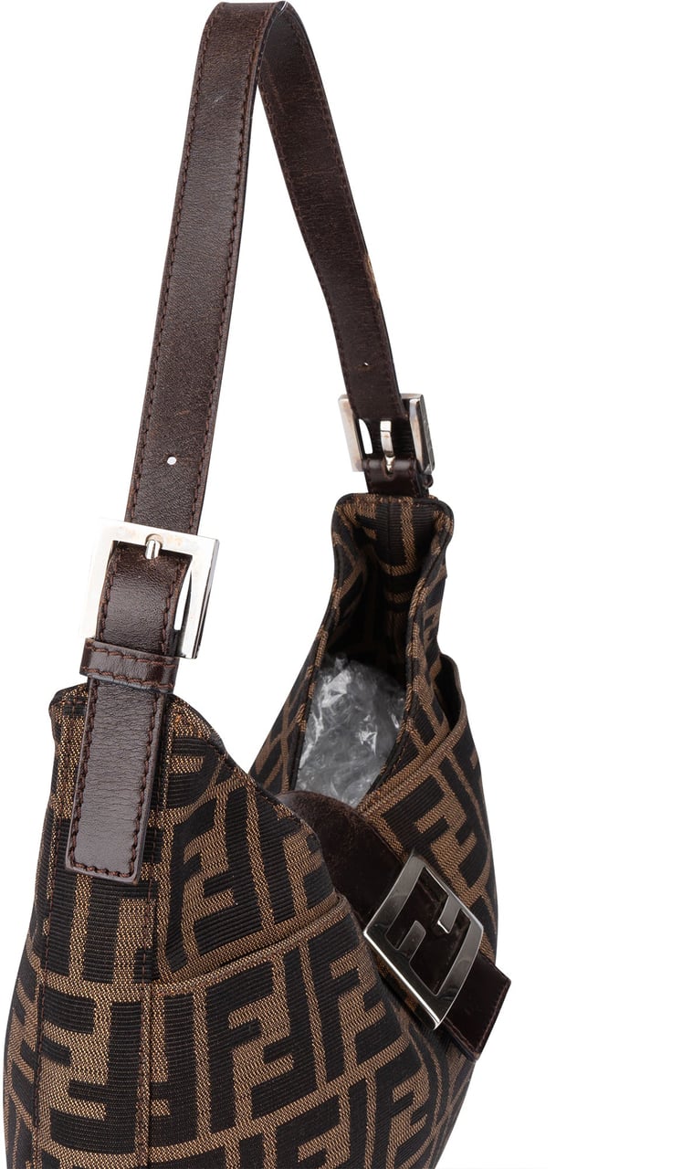 Fendi Fendi FF Monogram Baguette Buckle Shoulder Bag Bruin
