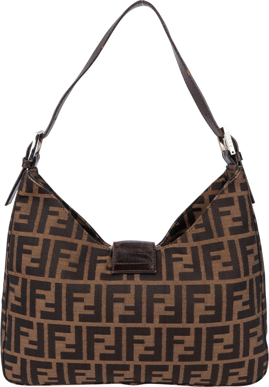 Fendi Fendi FF Monogram Baguette Buckle Shoulder Bag Bruin
