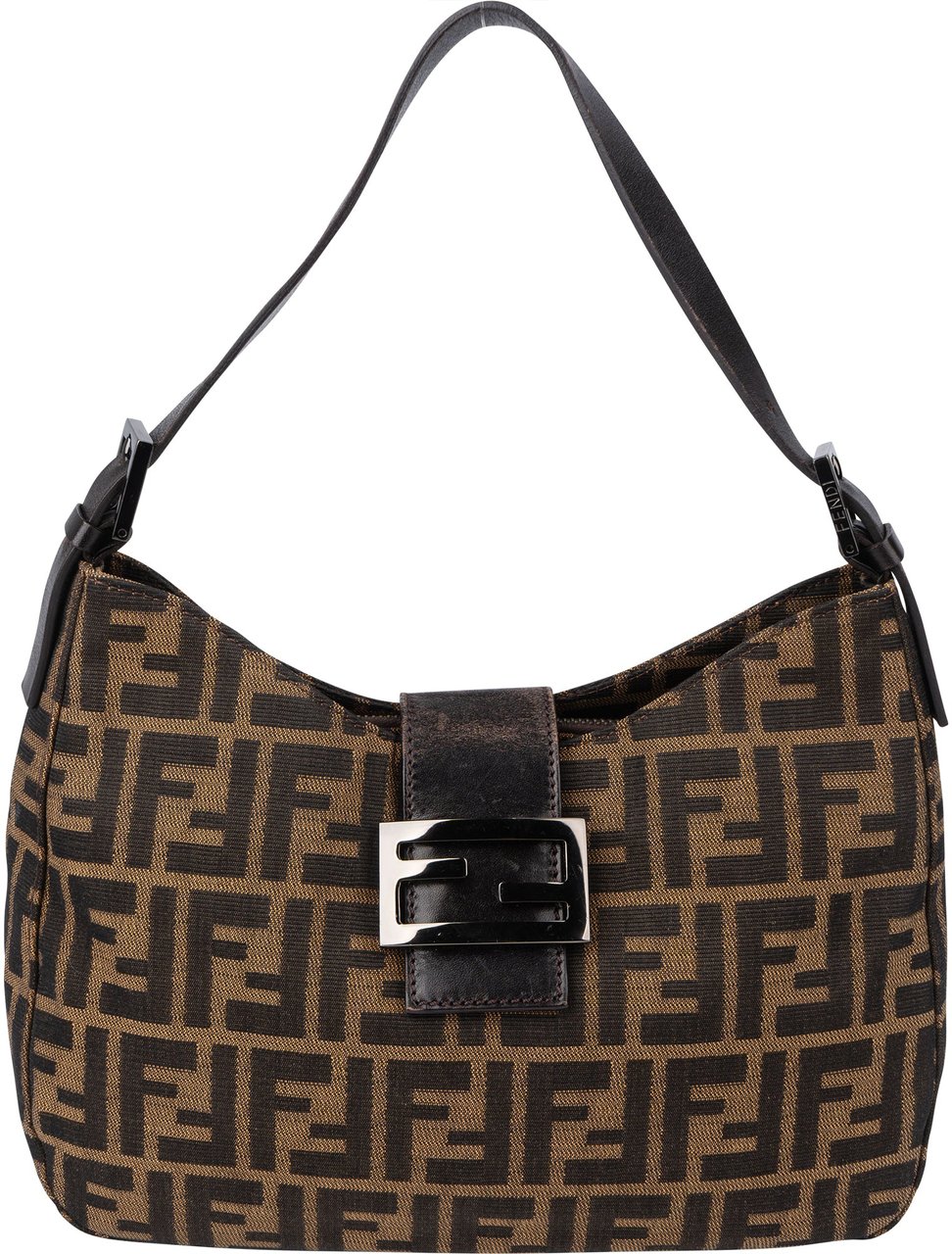 Fendi Fendi FF Monogram Baguette Buckle Handbag Bruin