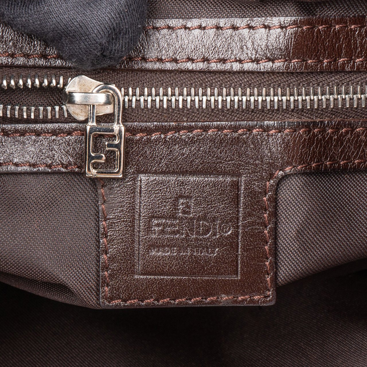 Fendi Fendi FF Monogram Baguette Buckle Shoulder Bag Bruin