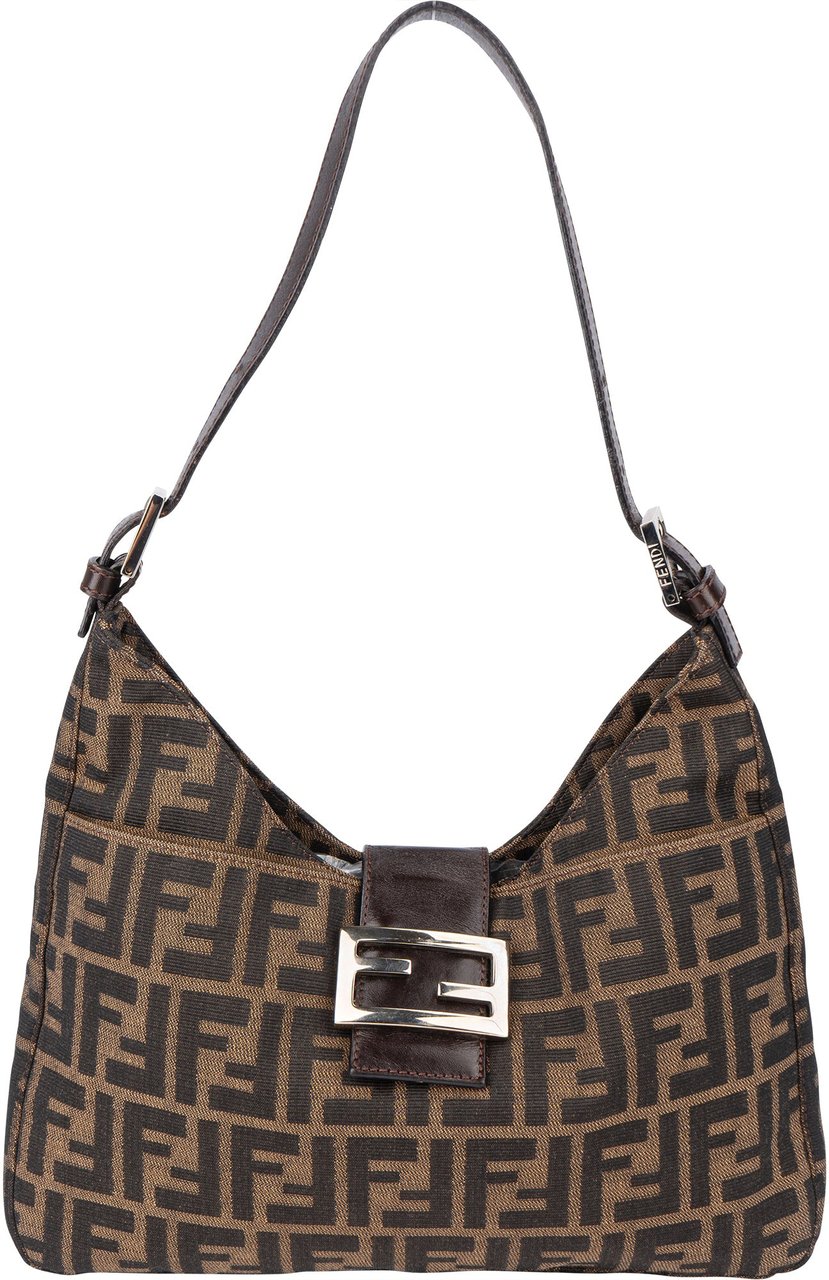 Fendi Fendi FF Monogram Baguette Buckle Shoulder Bag Bruin