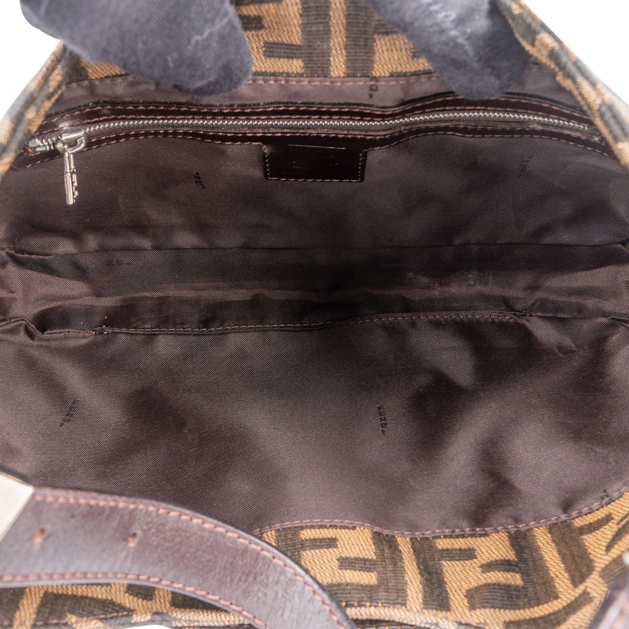 Fendi Fendi FF Monogram Baguette Buckle Shoulder Bag Bruin