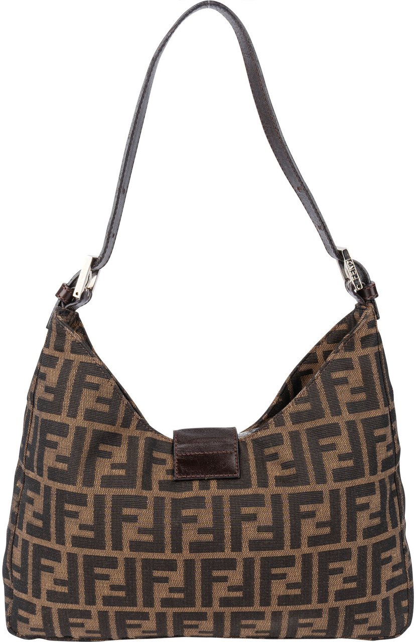 Fendi Fendi FF Monogram Baguette Buckle Shoulder Bag Bruin