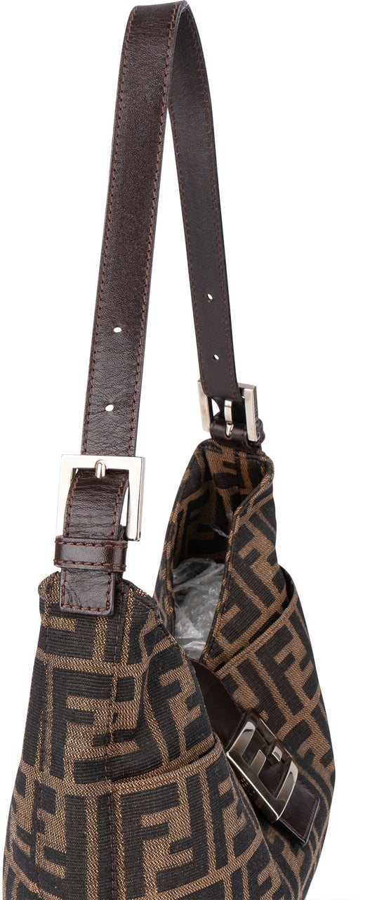 Fendi Fendi FF Monogram Baguette Buckle Shoulder Bag Bruin