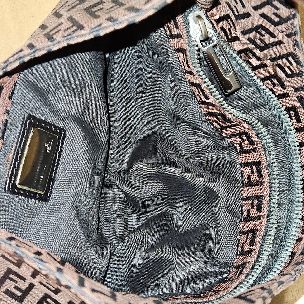 Fendi FF Monogram Baguette Buckle Shoulder Bag Bruin