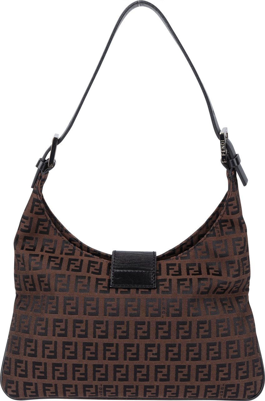 Fendi FF Monogram Baguette Buckle Shoulder Bag Bruin