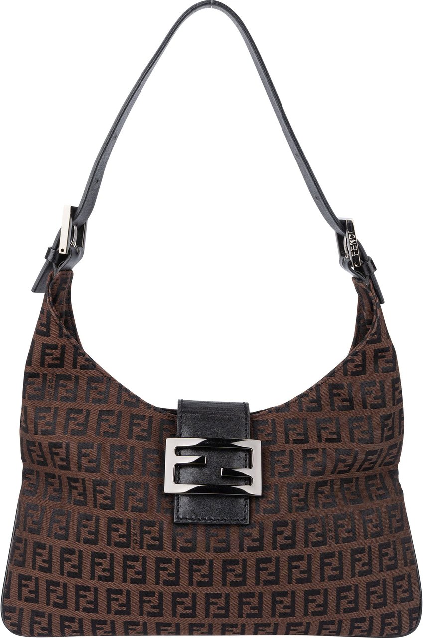 Fendi FF Monogram Baguette Buckle Shoulder Bag Bruin