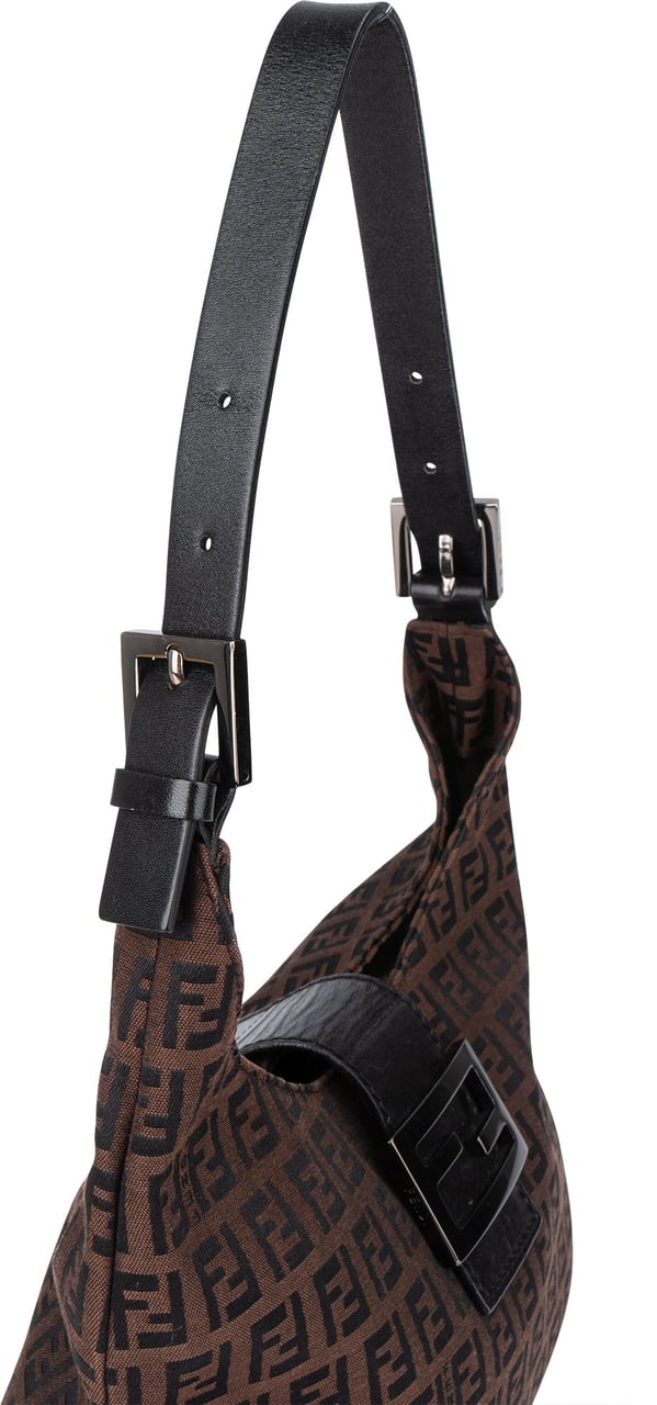 Fendi FF Monogram Baguette Buckle Shoulder Bag Bruin