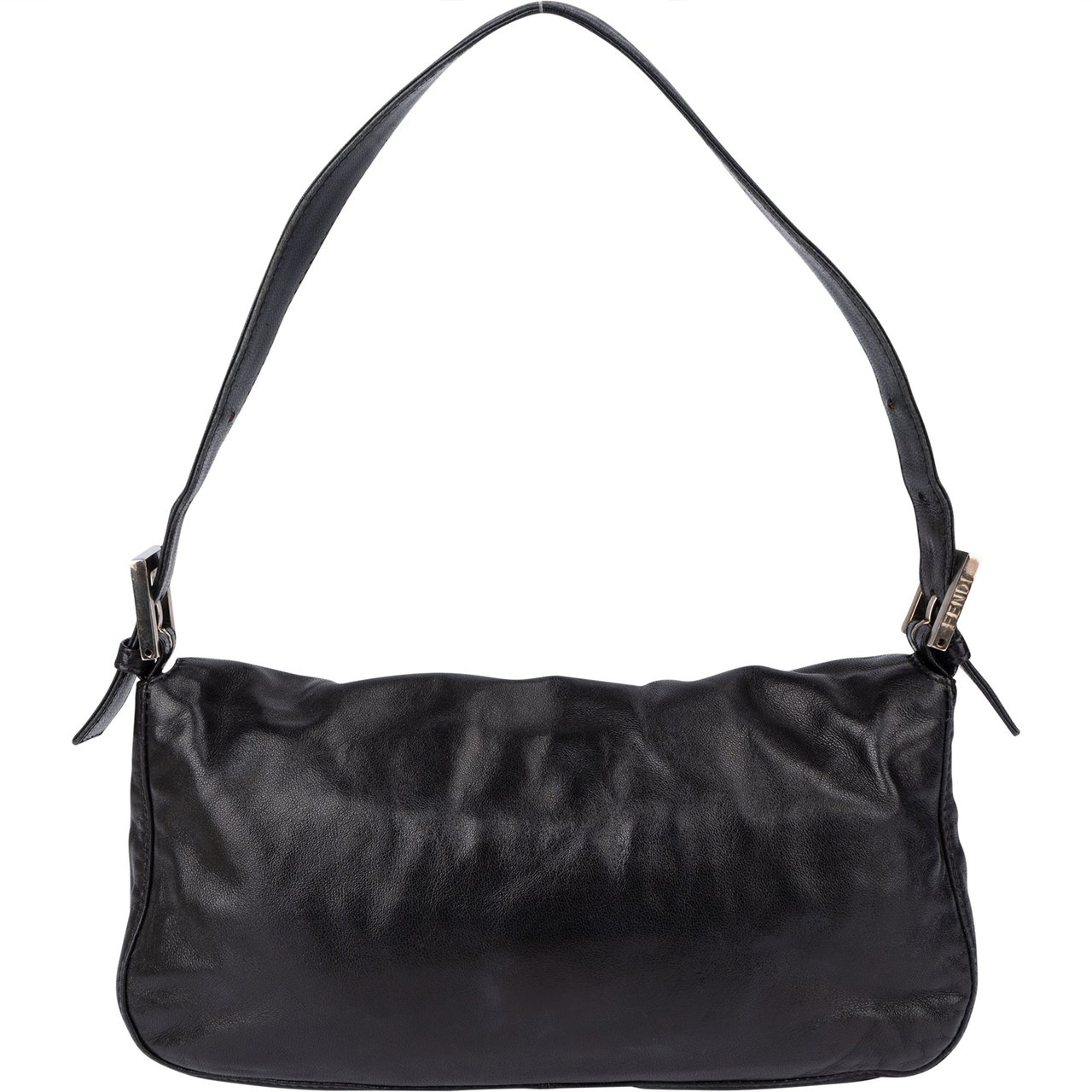 Fendi Fendi Limited Leather FF Buckle Baguette Handbag Zwart