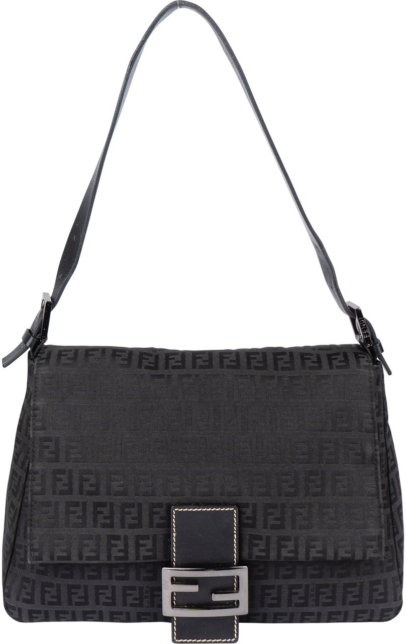 Fendi Fendi FF Monogram Mamma Baguette Handbag Zwart