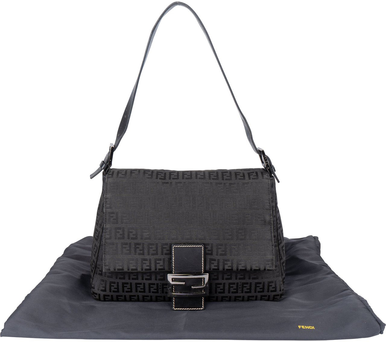 Fendi Fendi FF Monogram Mamma Baguette Handbag Zwart