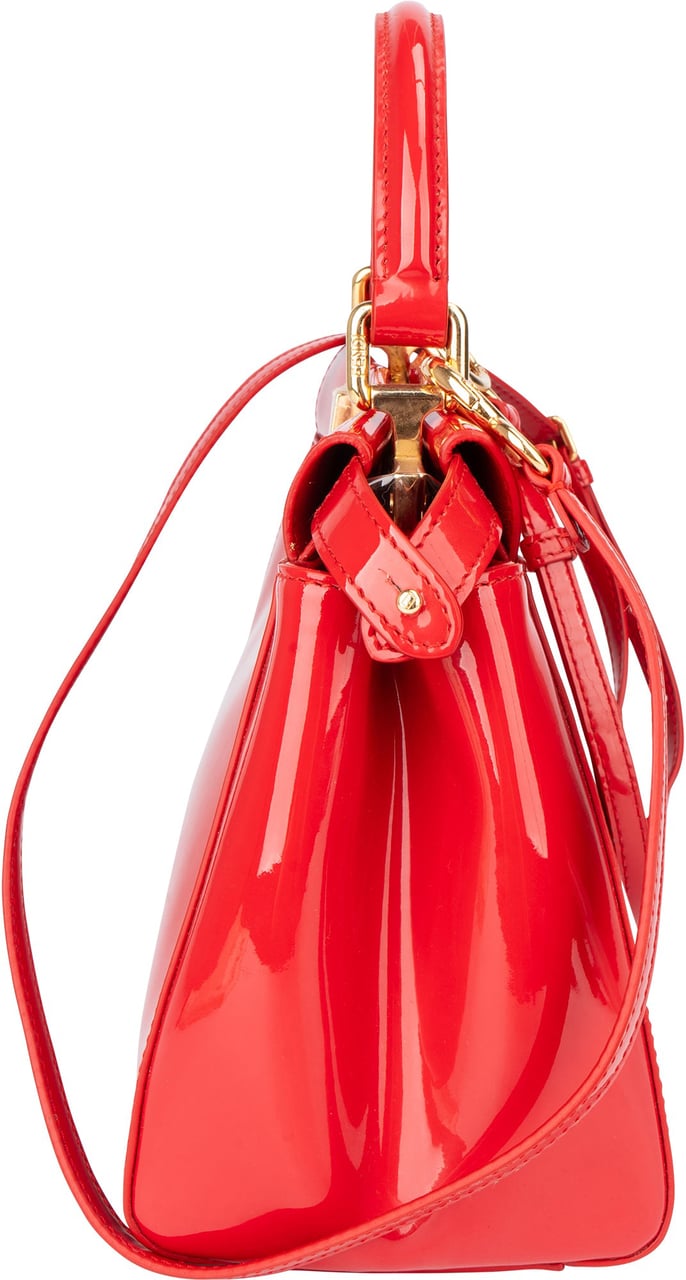 Fendi Fendi Red Patent Leather Peekaboo Handbag Rood