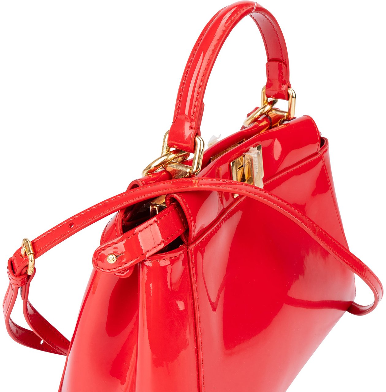 Fendi Fendi Red Patent Leather Peekaboo Handbag Rood