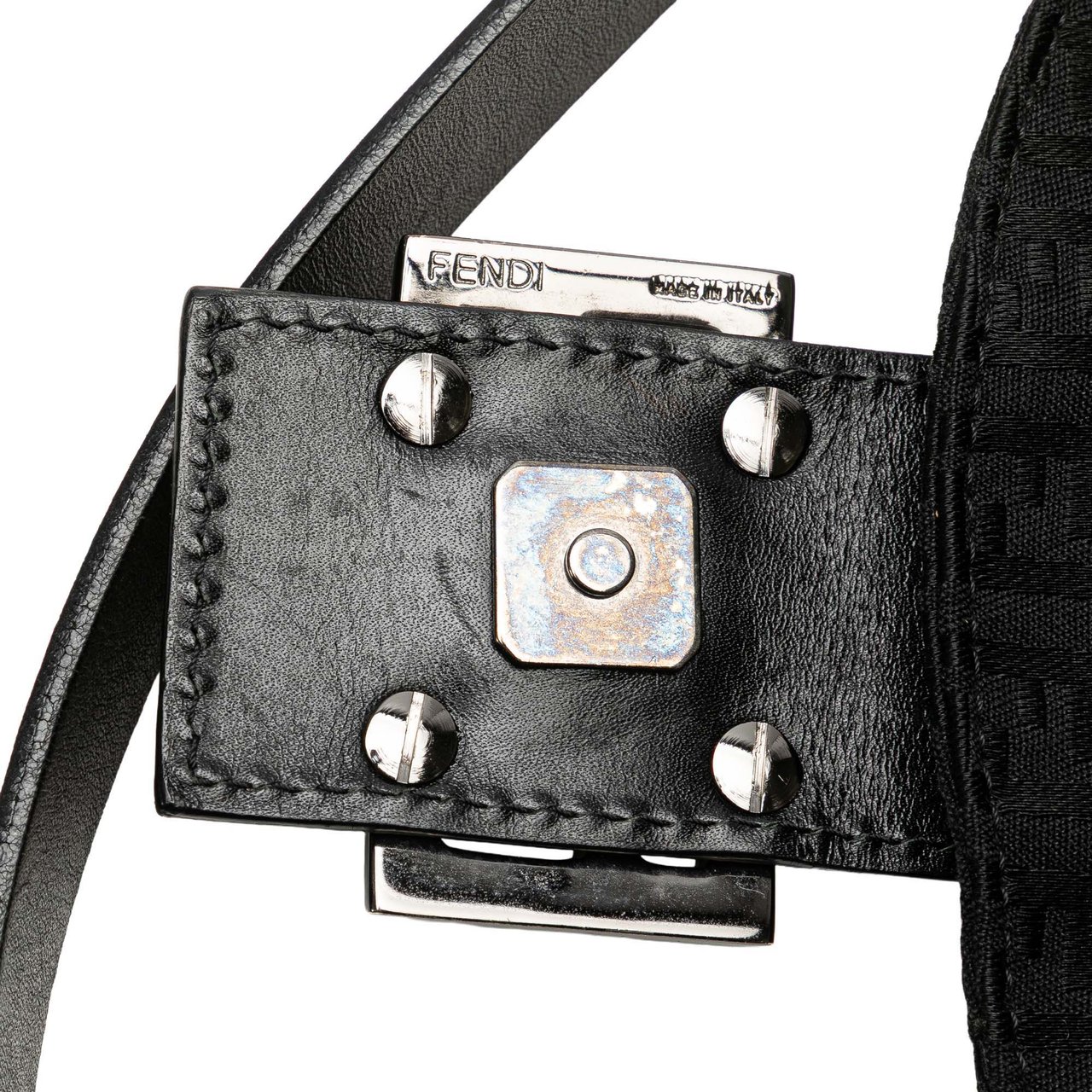 Fendi Zucchino Canvas Double Flap Mamma Zwart