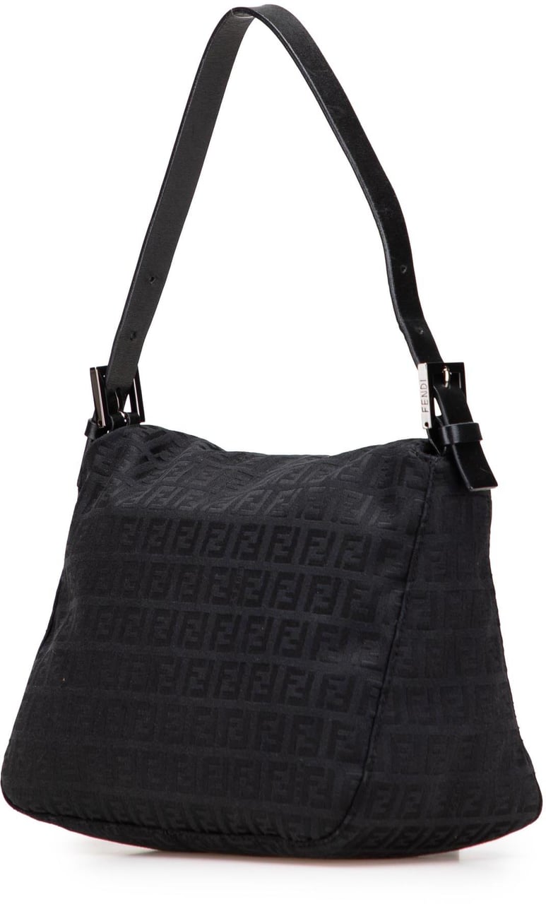 Fendi Zucchino Canvas Double Flap Mamma Zwart