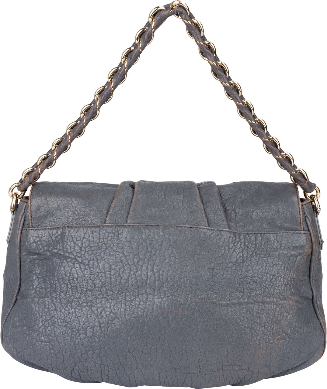 Fendi Fendi Grey Leather Big Baguette Buckle Shoulder Bag Grijs