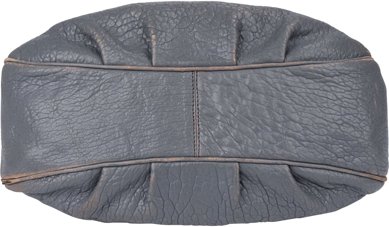 Fendi Fendi Grey Leather Big Baguette Buckle Shoulder Bag Grijs