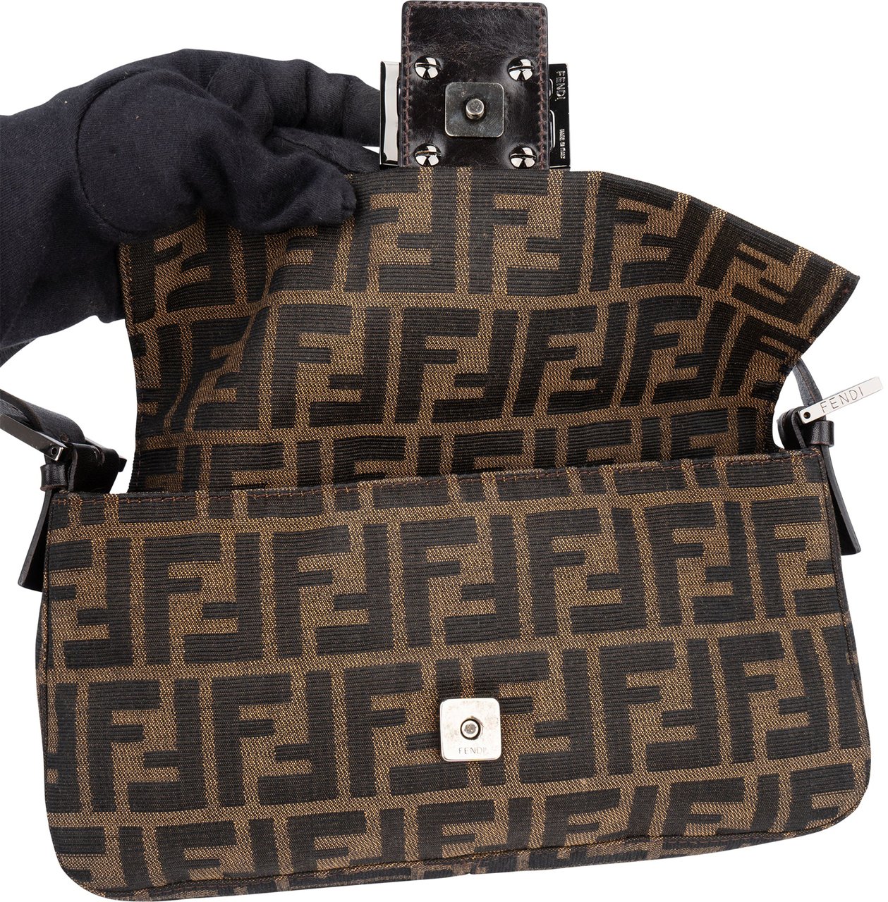 Fendi Fendi FF Monogram Baguette Handbag Bruin