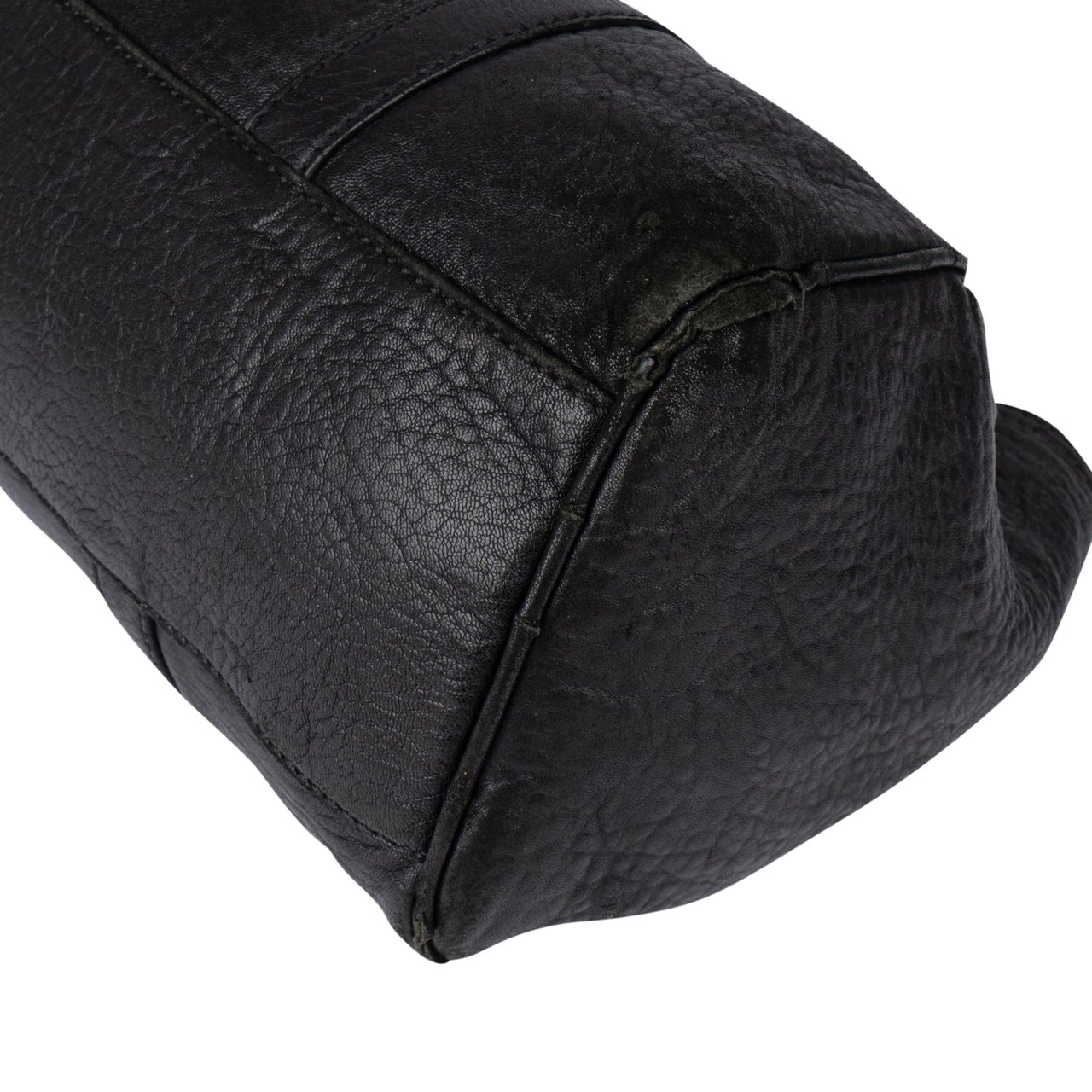 Fendi Fendi Black Leather Baguette Buckle Handbag Zwart