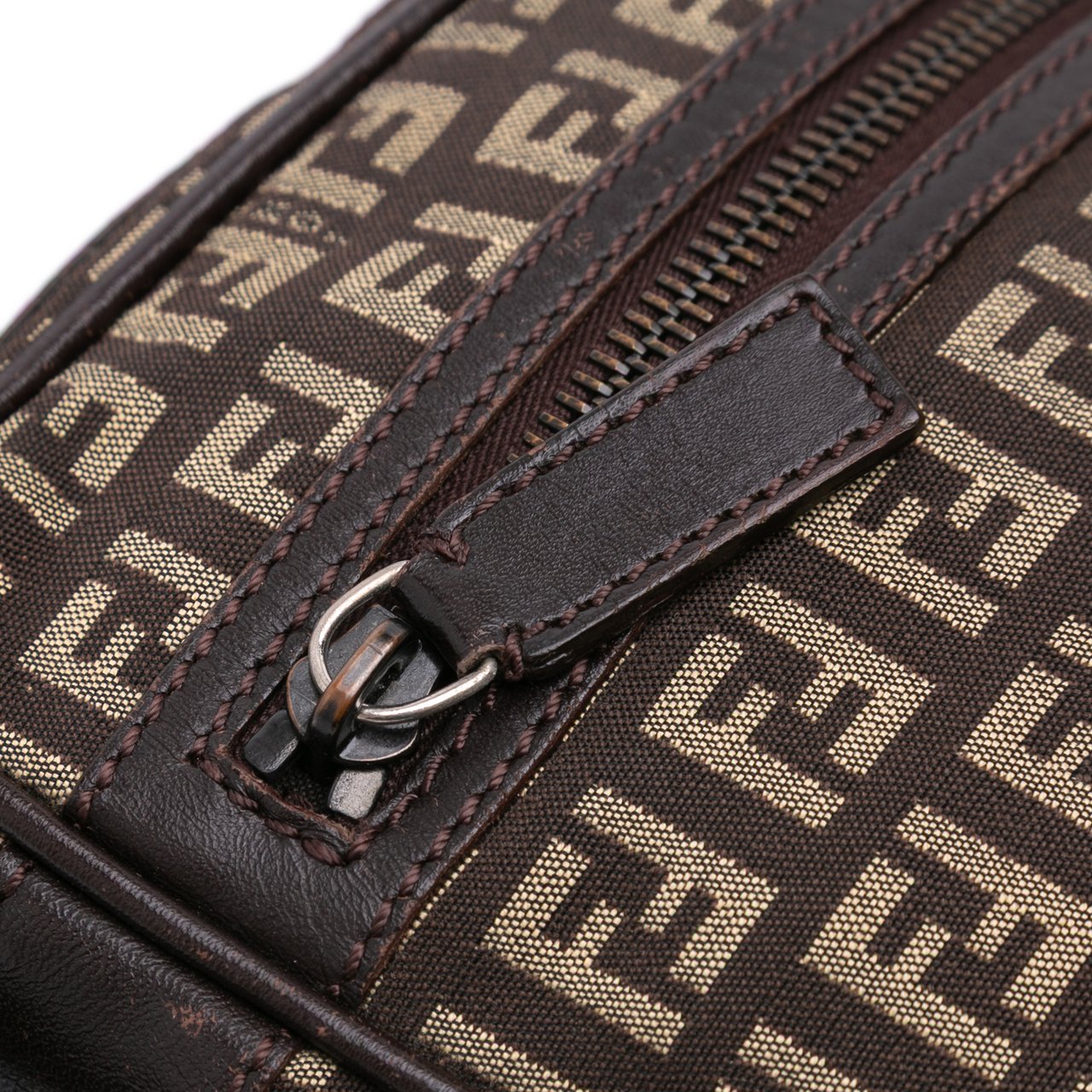 Fendi Zucchino Canvas Crossbody Bruin