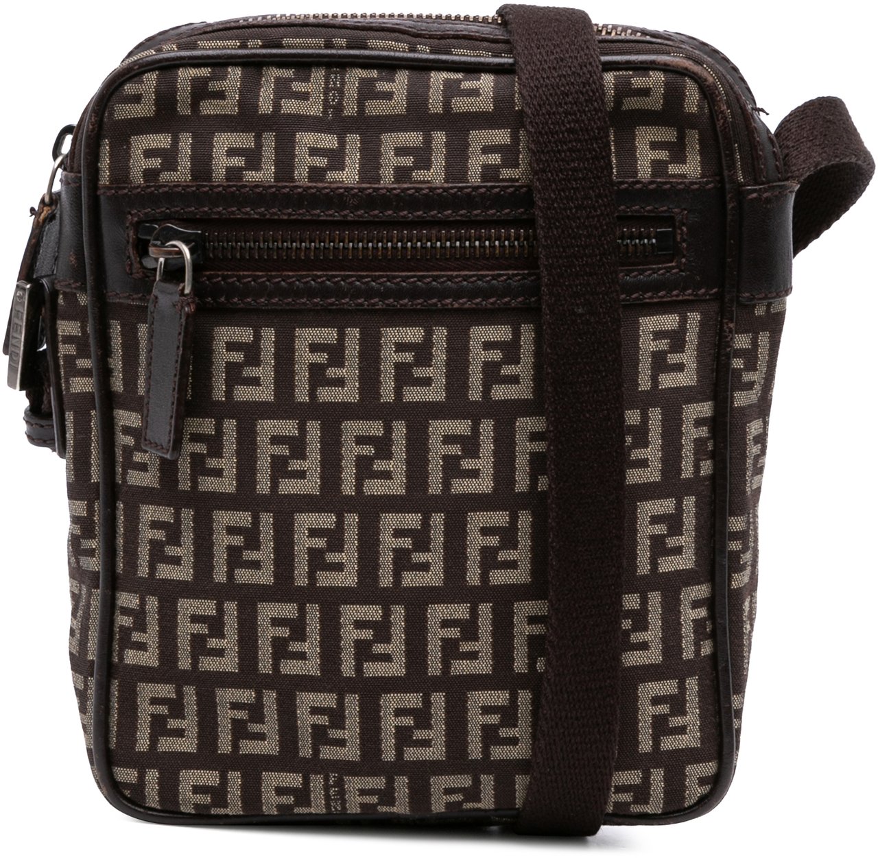 Fendi Zucchino Canvas Crossbody Bruin