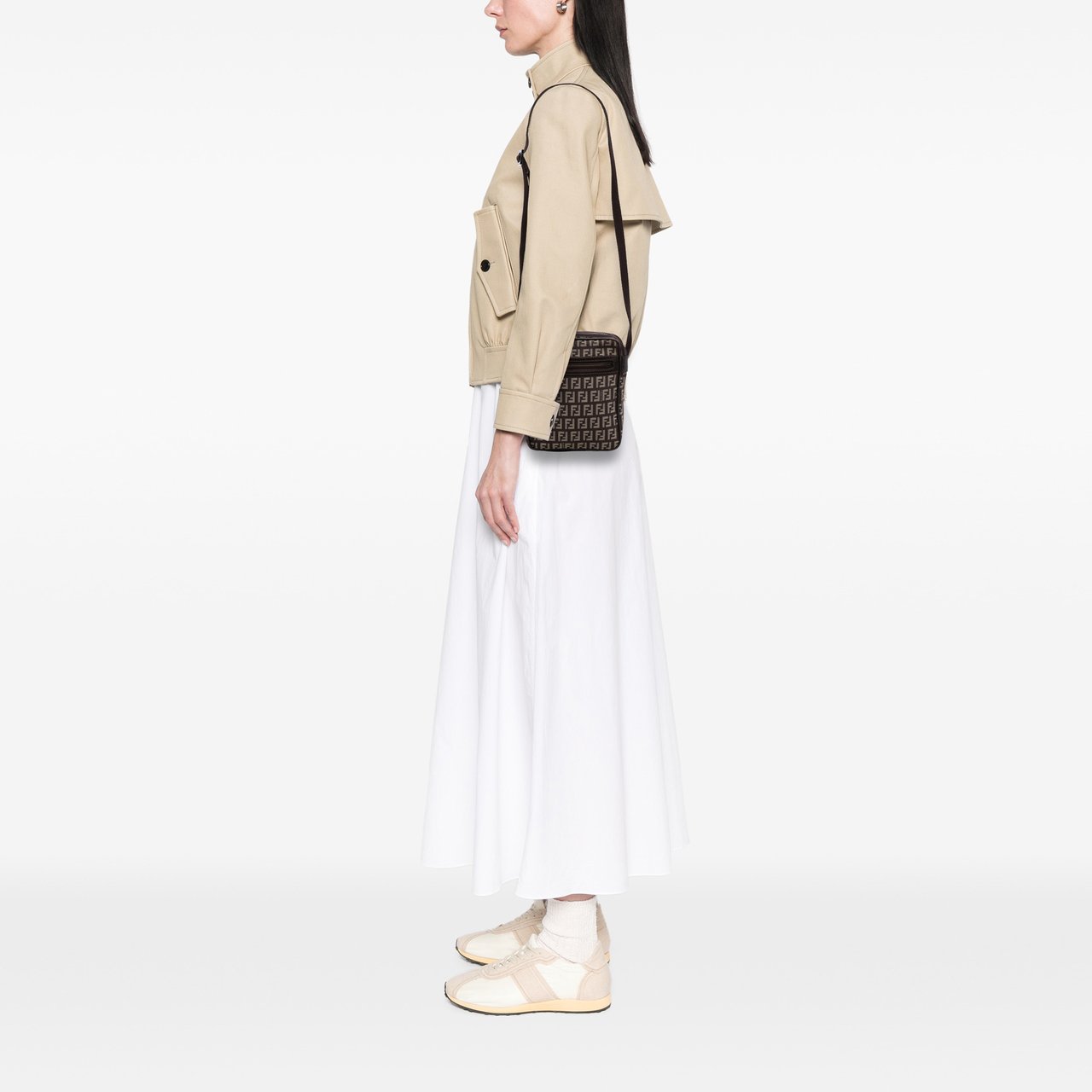 Fendi Zucchino Canvas Crossbody Bruin