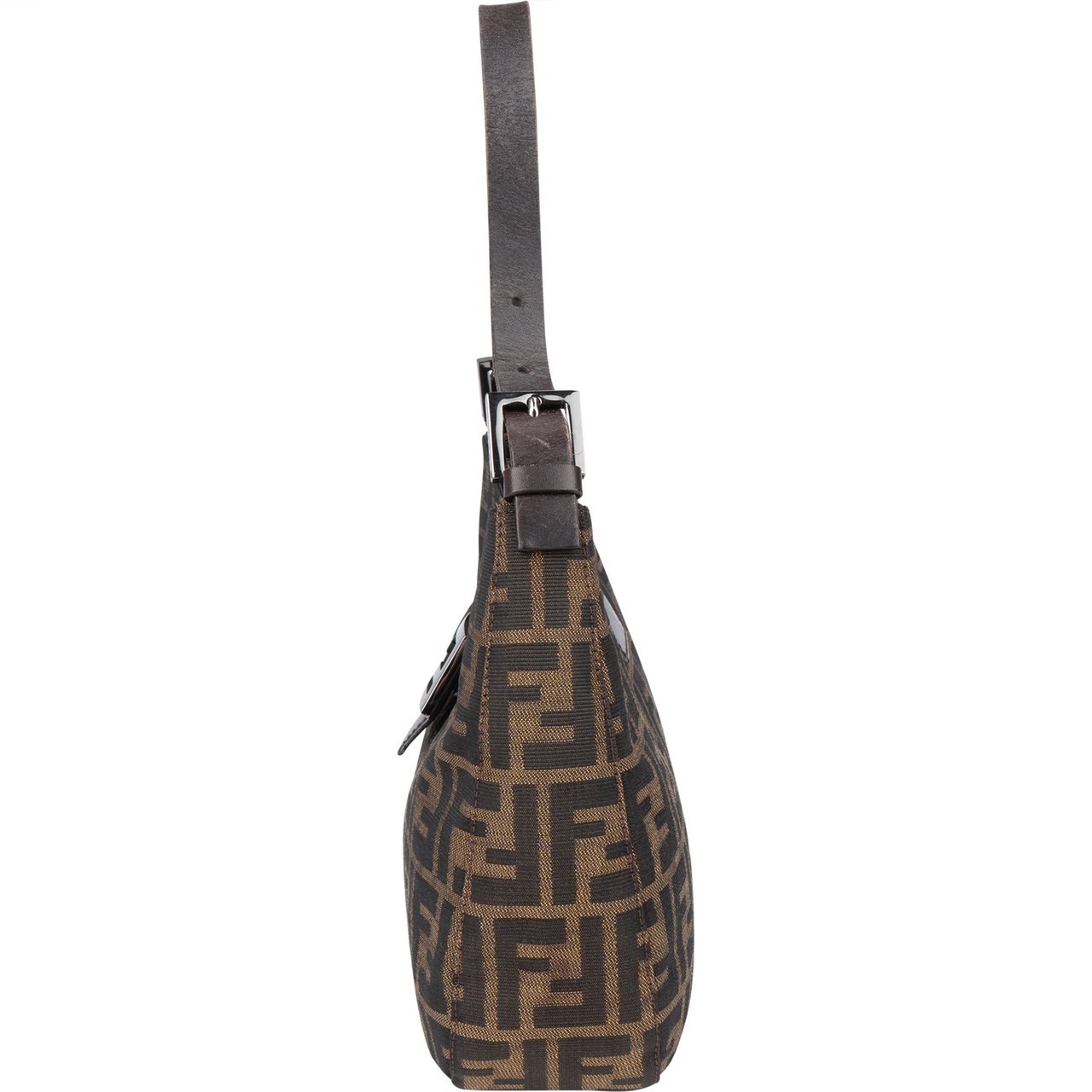 Fendi Fendi FF Monogram Baguette Buckle Shoulder Bag Bruin