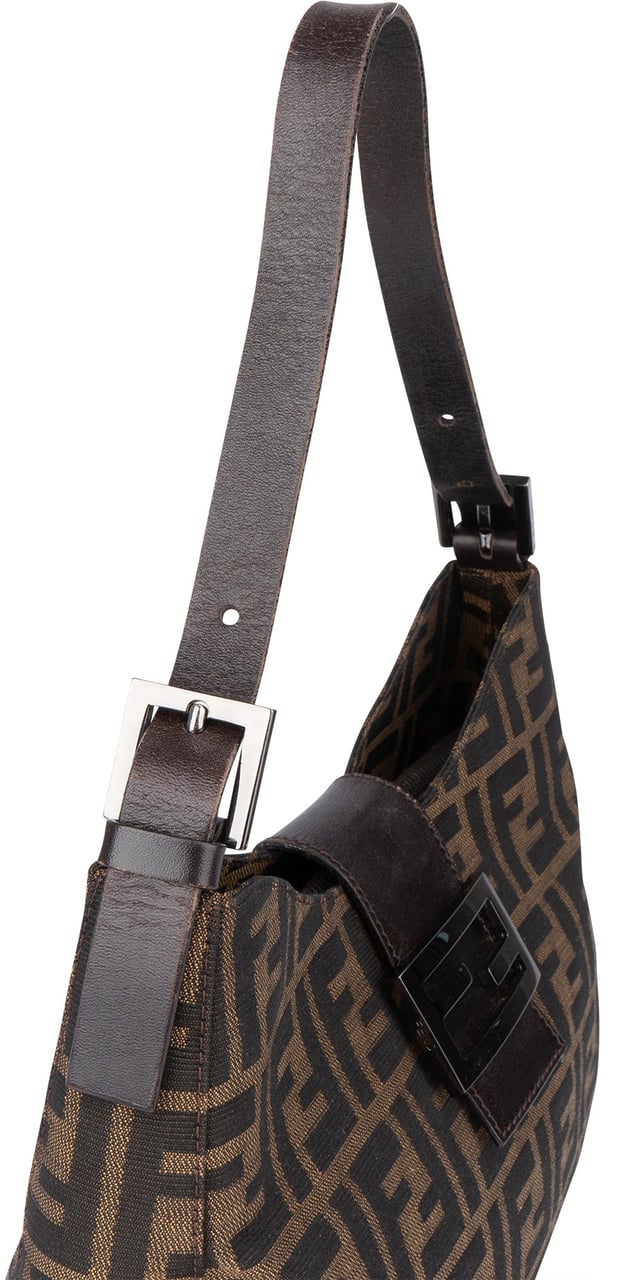 Fendi Fendi FF Monogram Baguette Buckle Shoulder Bag Bruin