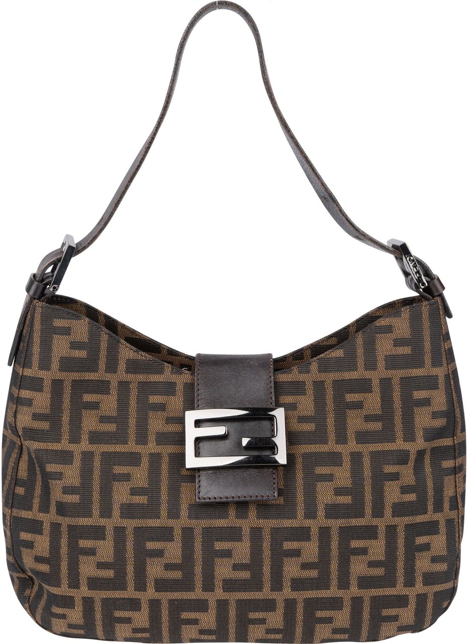 Fendi Fendi FF Monogram Baguette Buckle Shoulder Bag Bruin