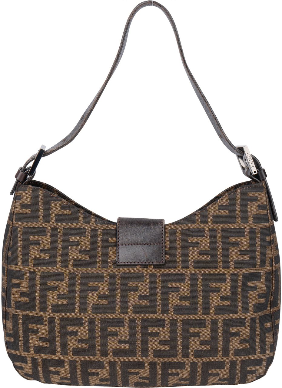 Fendi Fendi FF Monogram Baguette Buckle Shoulder Bag Bruin