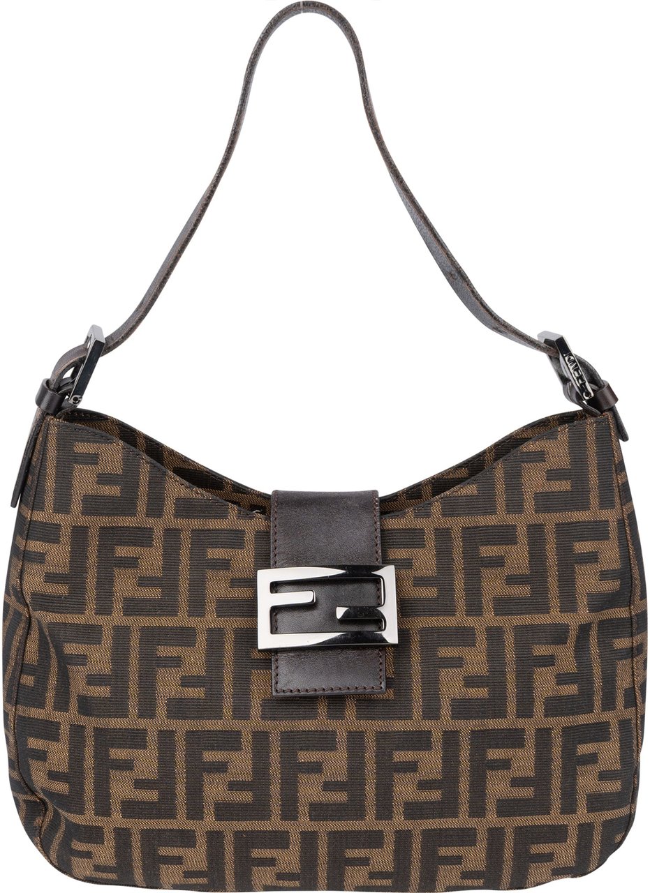 Fendi Fendi FF Monogram Baguette Buckle Shoulder Bag Bruin