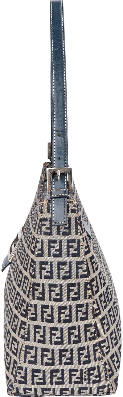 Fendi Fendi FF Monogram Baguette Buckle Shoulder Bag Blauw