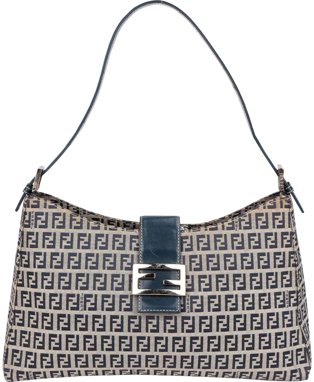 Fendi Fendi FF Monogram Baguette Buckle Shoulder Bag Blauw