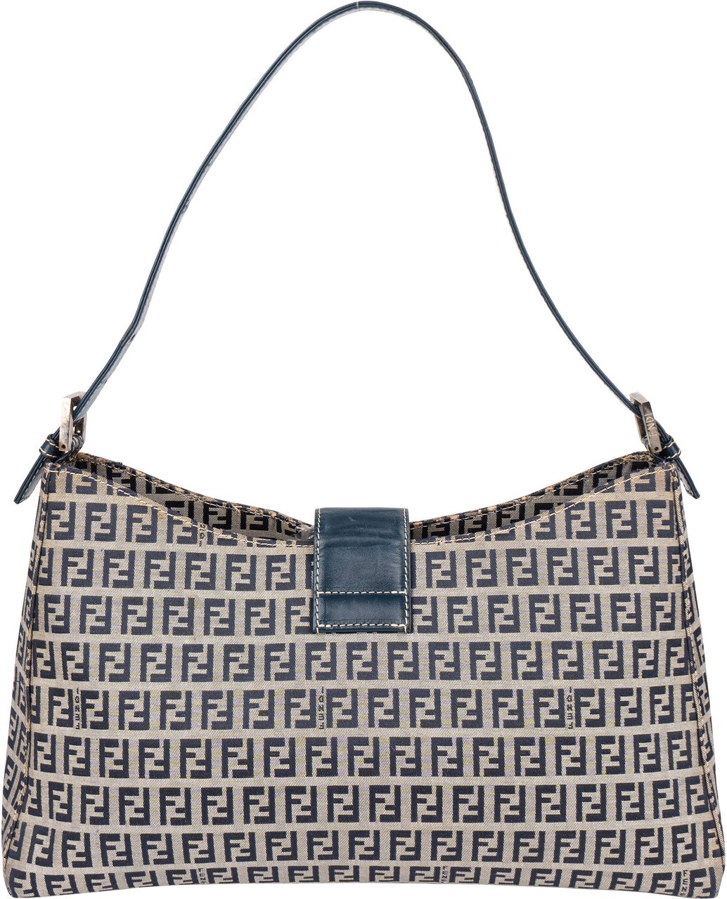 Fendi Fendi FF Monogram Baguette Buckle Shoulder Bag Blauw