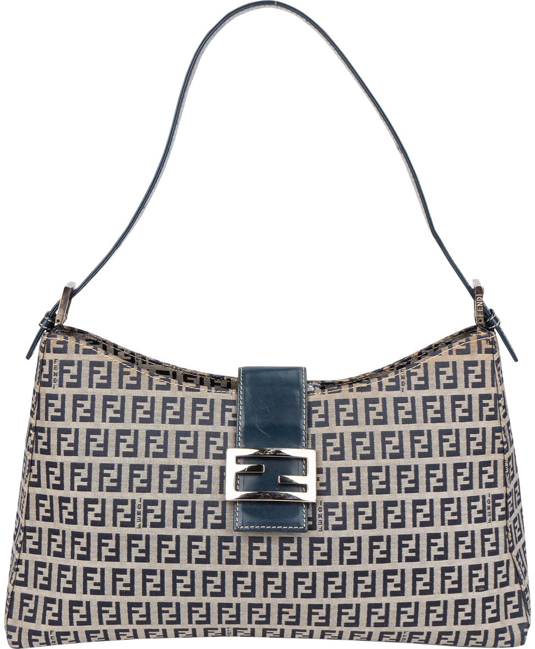 Fendi Fendi FF Monogram Baguette Buckle Shoulder Bag Blauw