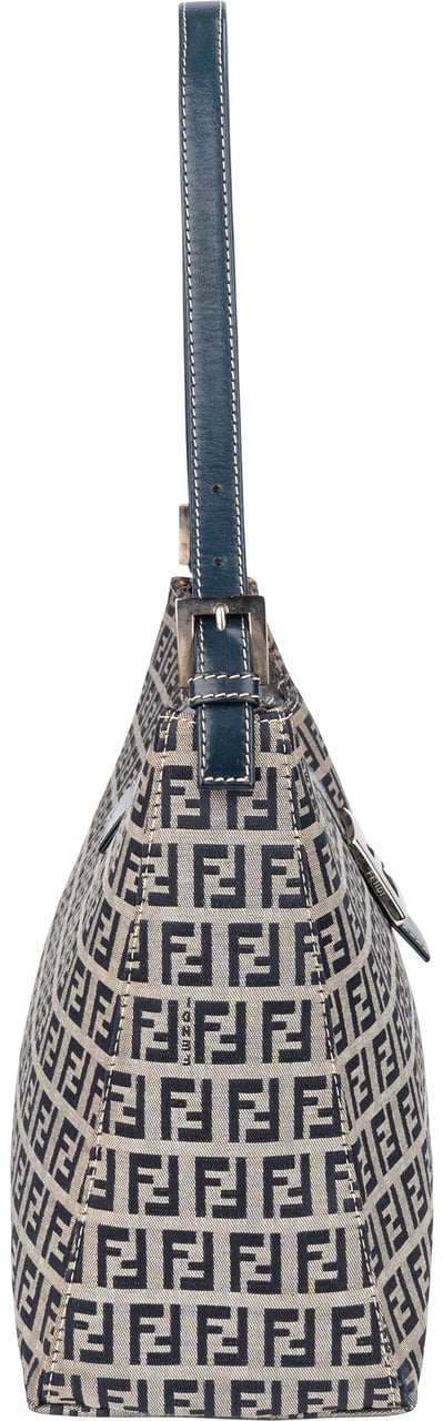 Fendi Fendi FF Monogram Baguette Buckle Shoulder Bag Blauw
