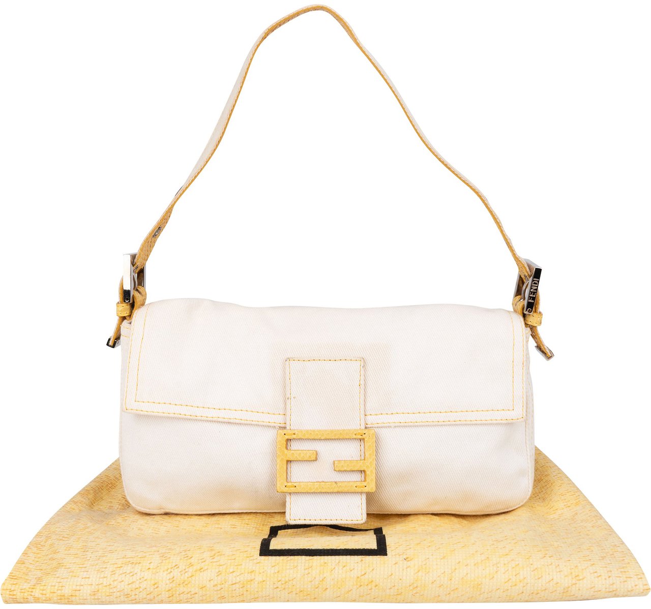 Fendi Fendi Limited Cotton Baguette Handbag Wit