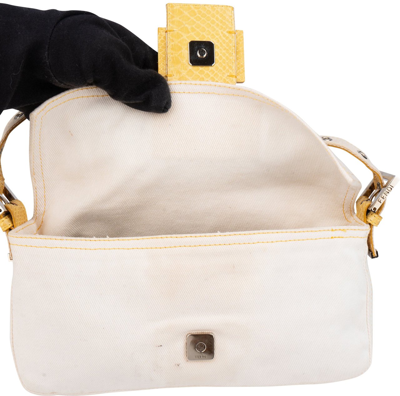Fendi Fendi Limited Cotton Baguette Handbag Wit