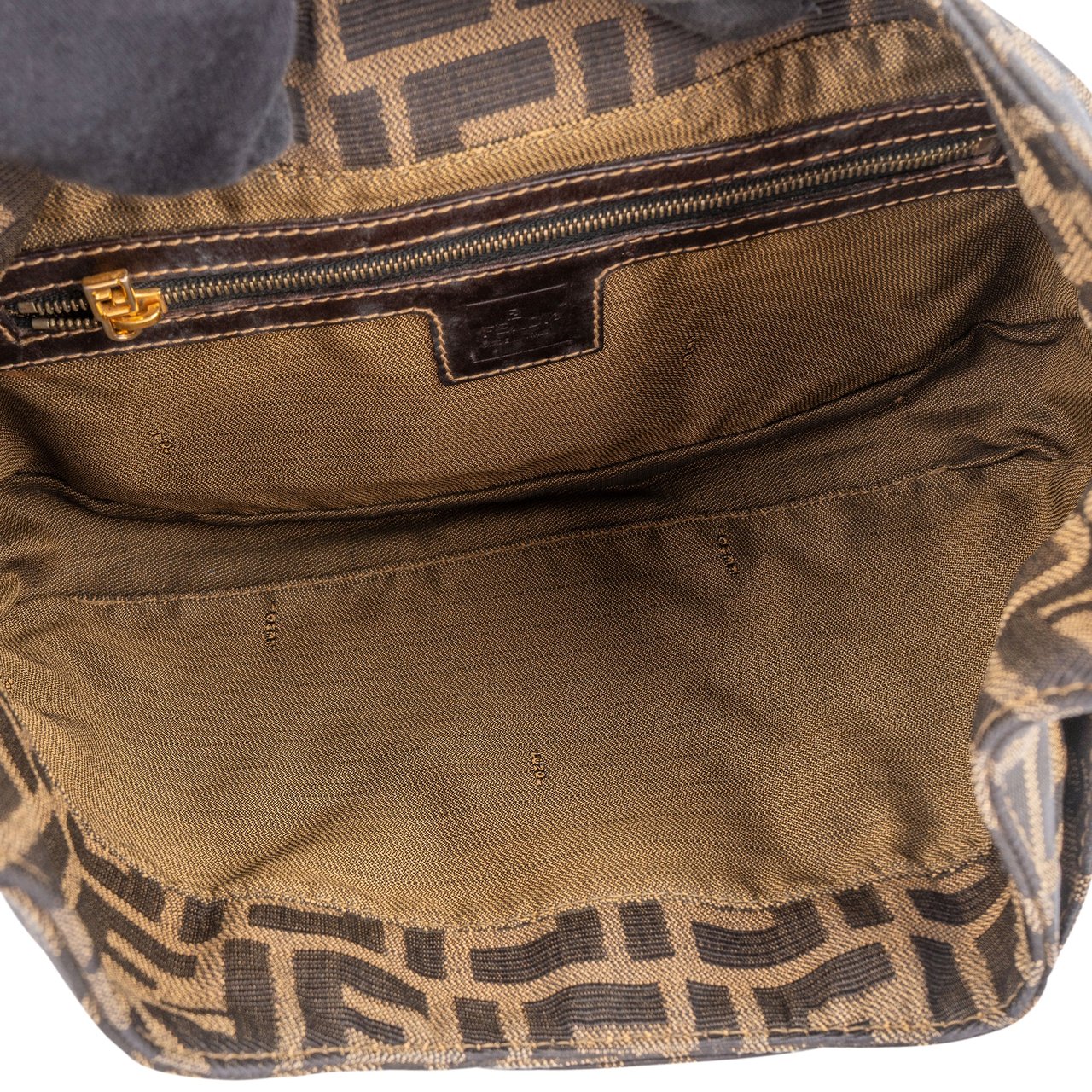 Fendi Fendi FF Monogram Baguette Buckle Shoulder Bag Bruin
