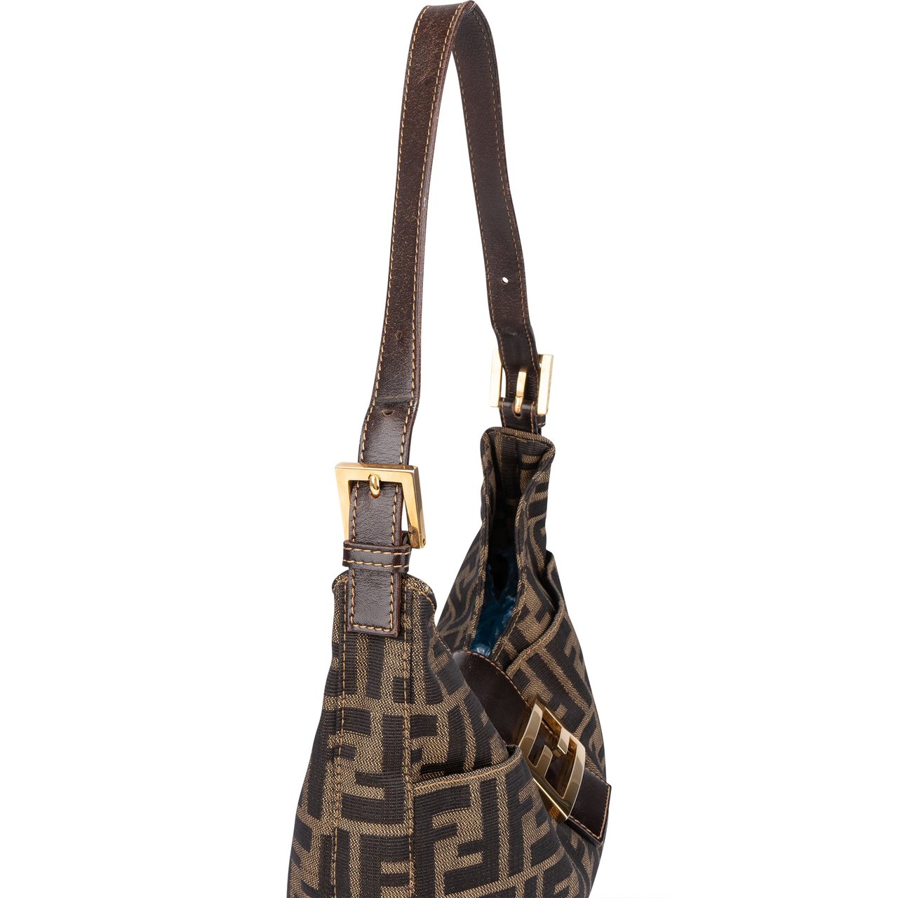 Fendi Fendi FF Monogram Baguette Buckle Shoulder Bag Bruin