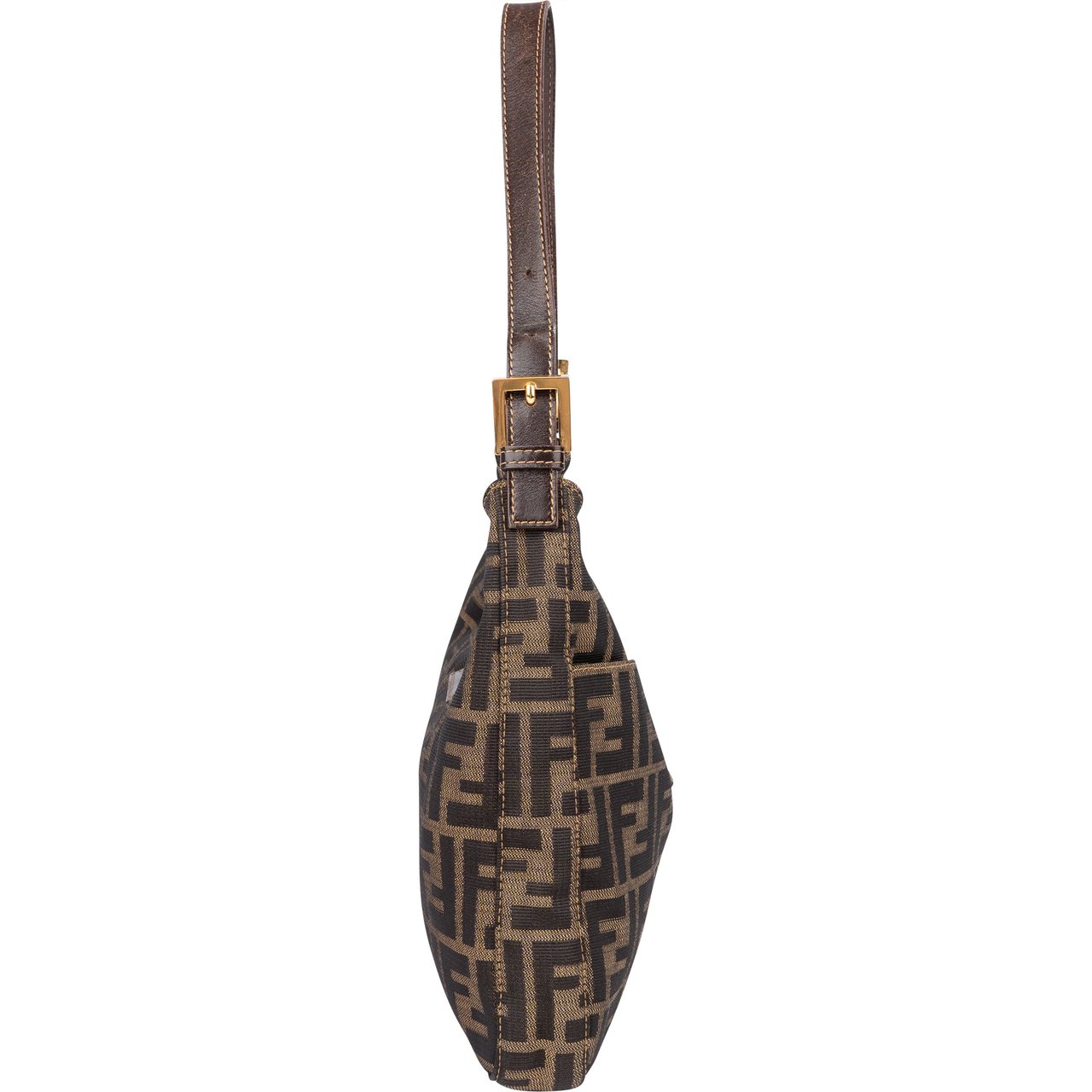 Fendi Fendi FF Monogram Baguette Buckle Shoulder Bag Bruin