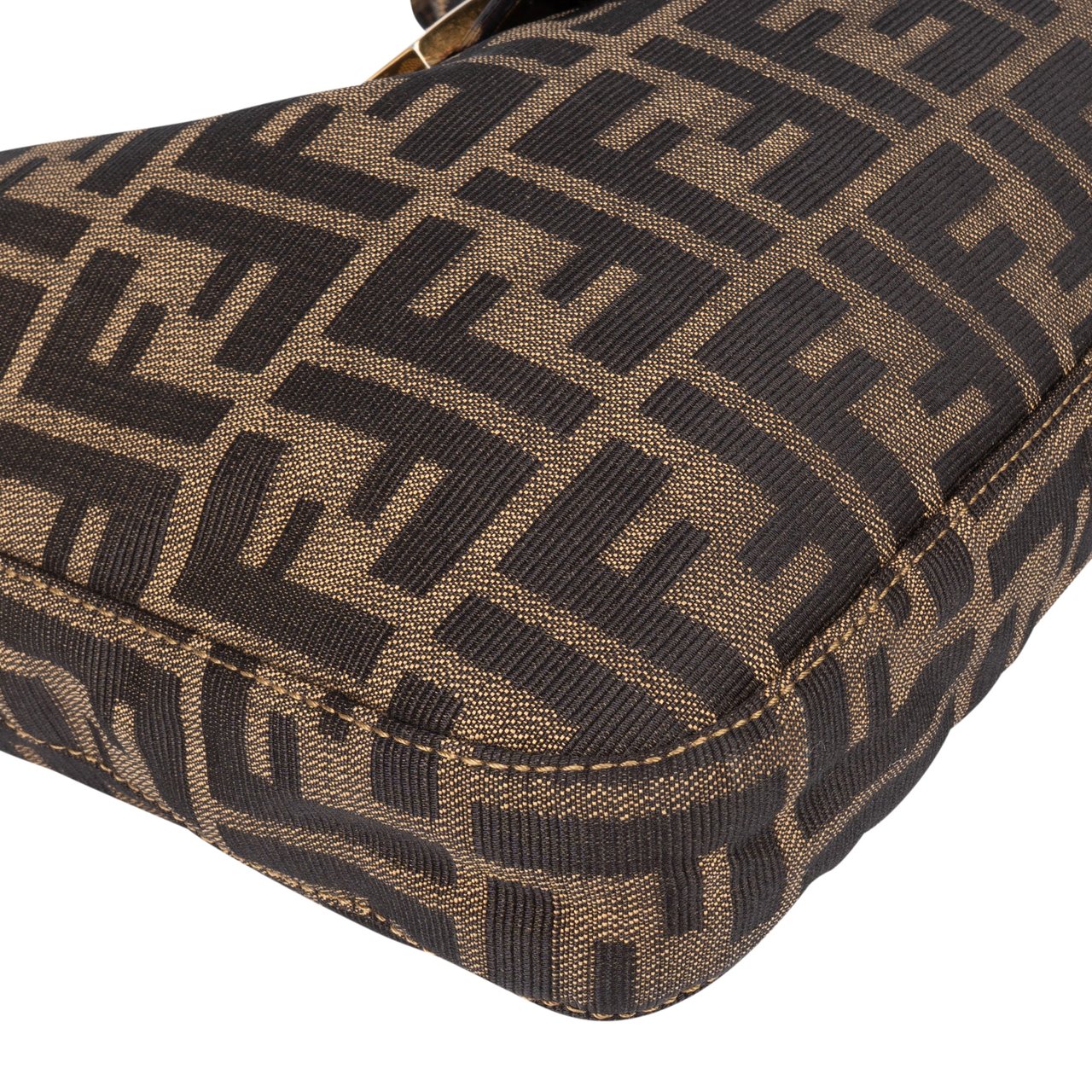 Fendi Fendi FF Monogram Baguette Buckle Shoulder Bag Bruin