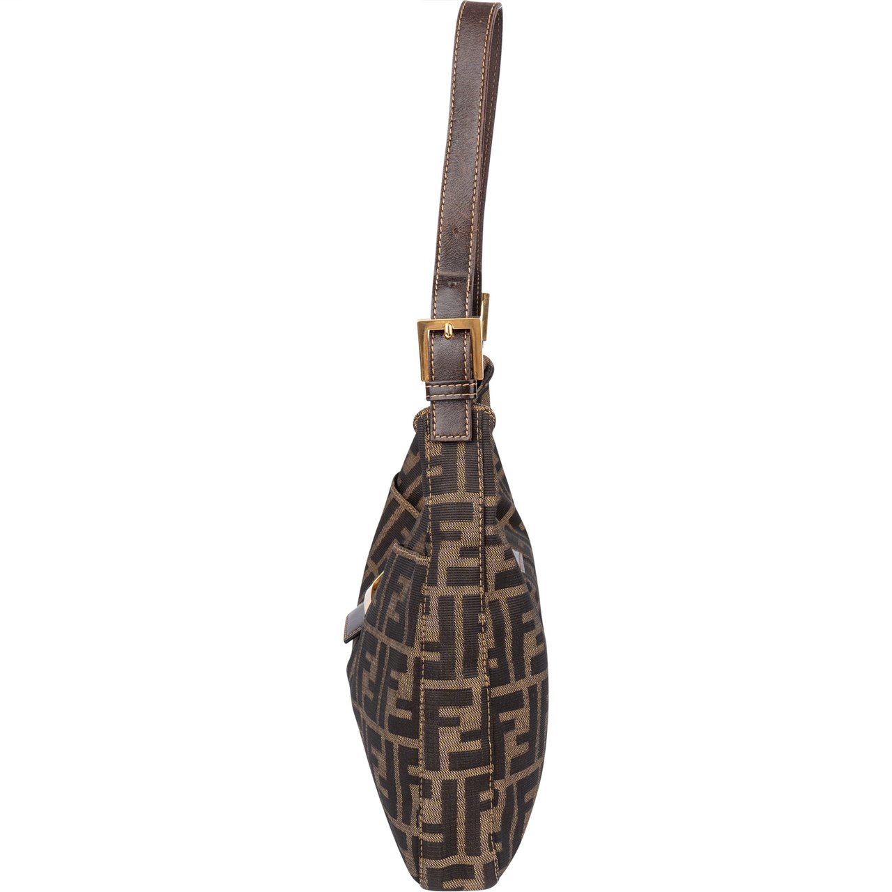 Fendi Fendi FF Monogram Baguette Buckle Shoulder Bag Bruin