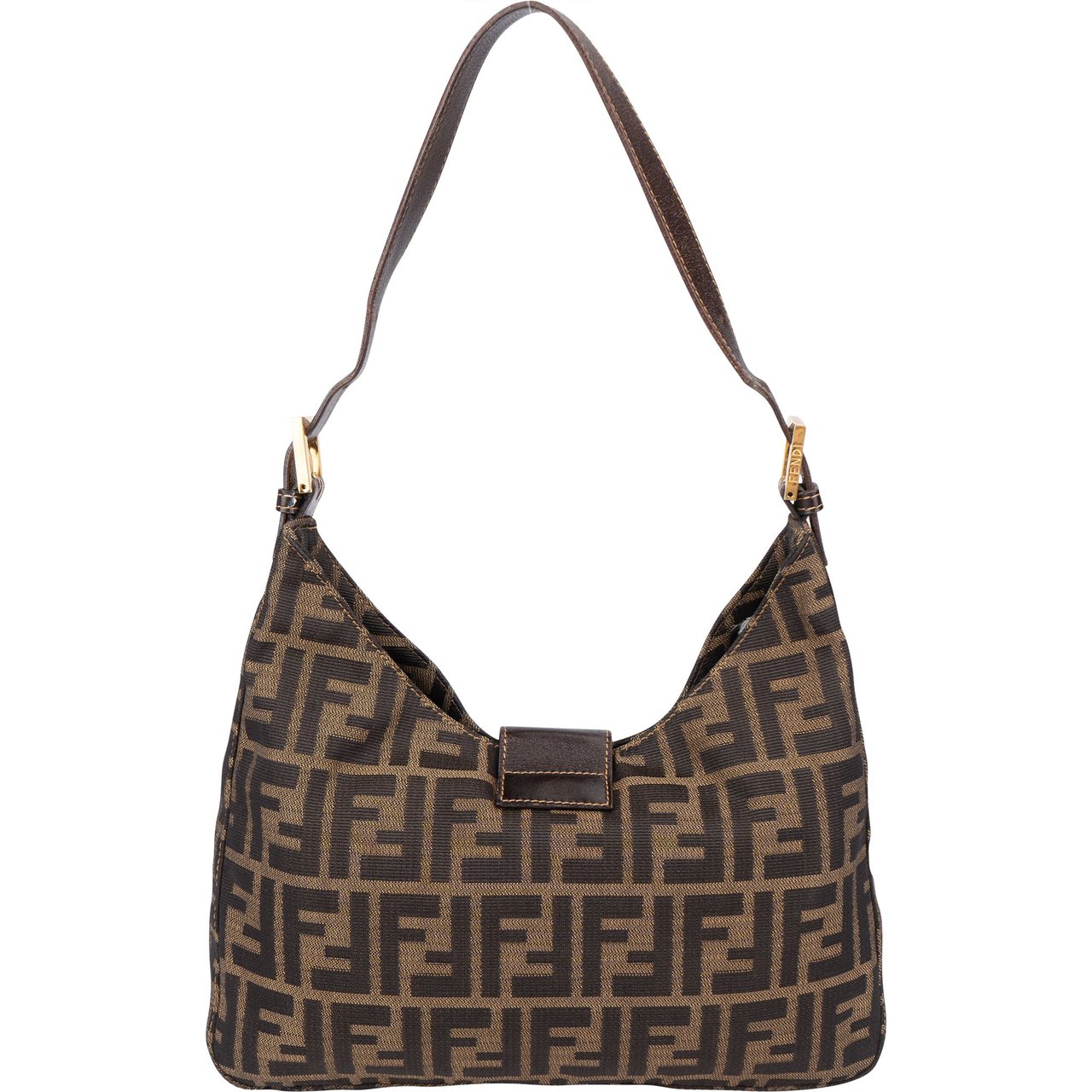 Fendi Fendi FF Monogram Baguette Buckle Shoulder Bag Bruin