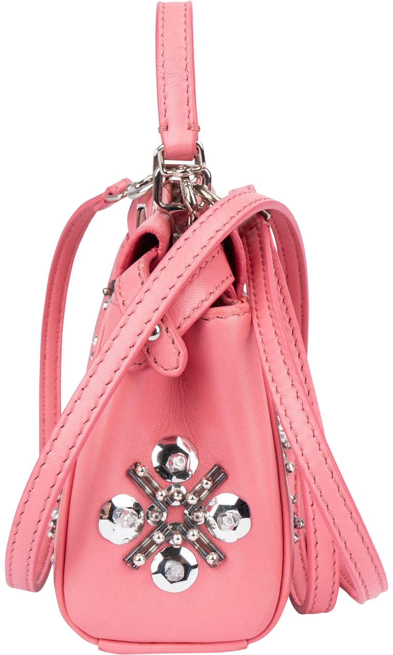 Fendi Fendi Pink Leather Crystal Micro Peekaboo Handbag Roze