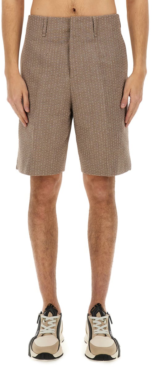 Fendi JACQUARD BERMUDA SHORTS Beige