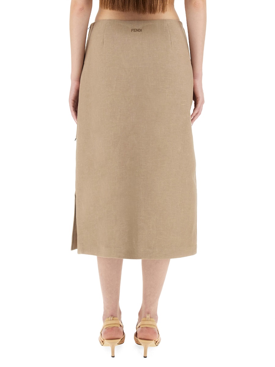 Fendi WAXED LINEN SKIRT Beige