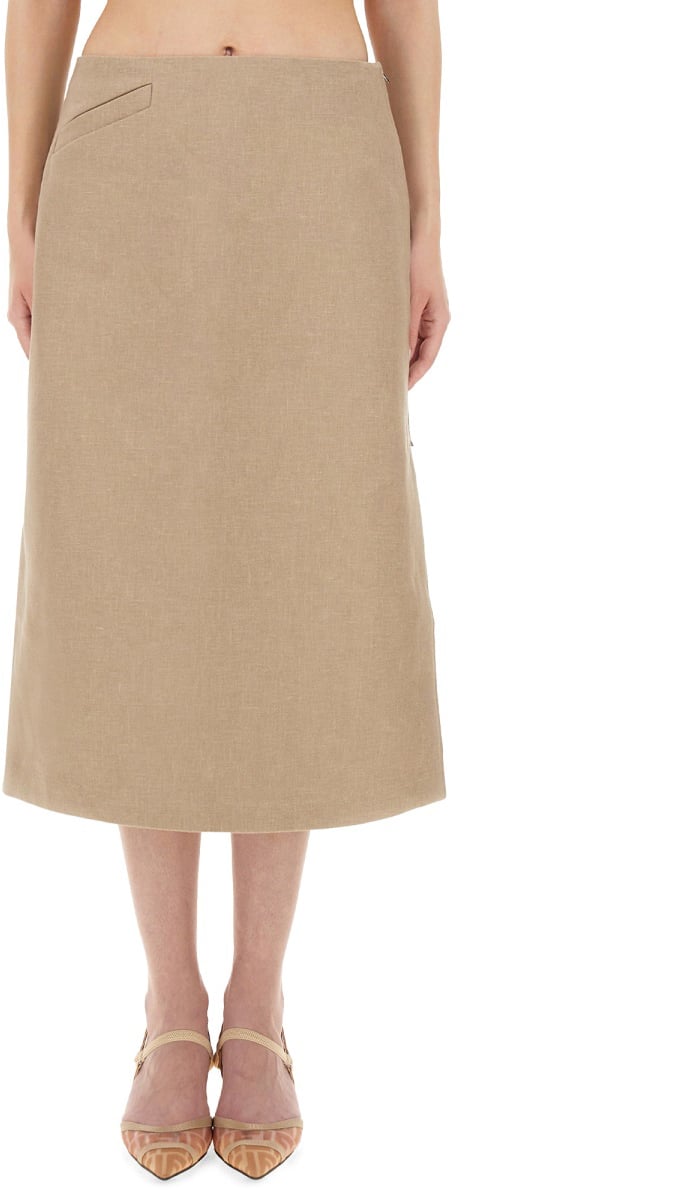 Fendi WAXED LINEN SKIRT Beige
